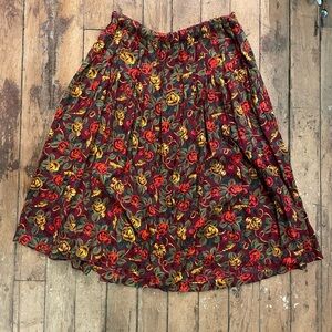 Vintage Floral Red and Yellow Women's Skirt